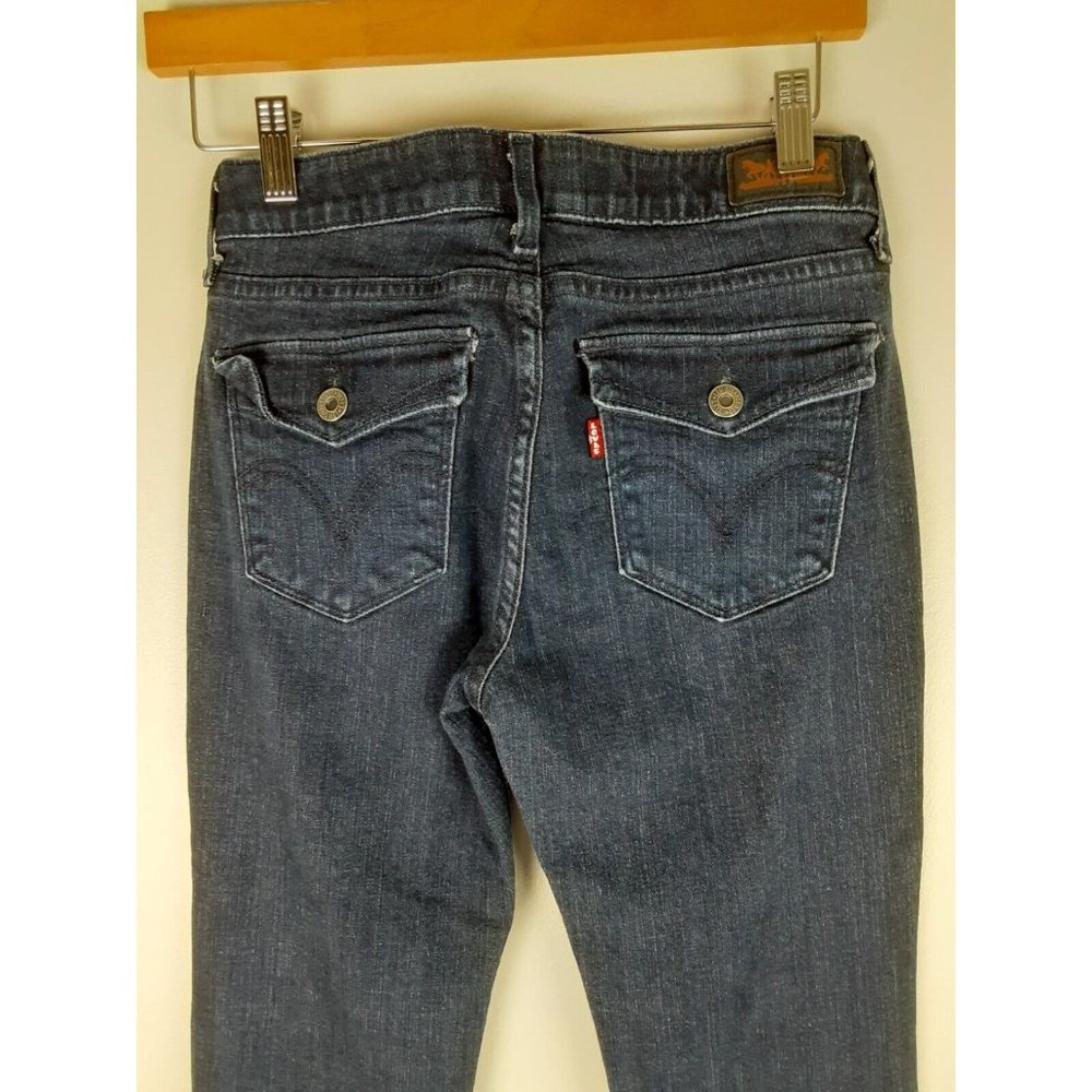 Levi's Girls 525 Straight Leg Perfect Waist Dark Wash Denim Blue Jeans 4M - Picture 4 of 8